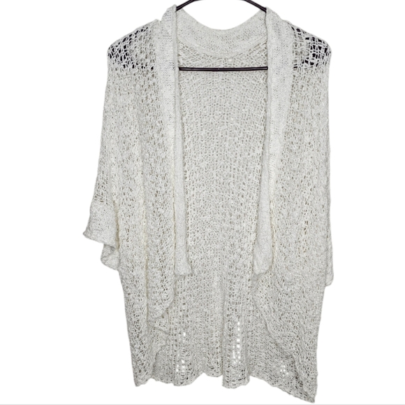 Nomadic Traders Crochet Open Front Knitted White Cardigan One Size - Picture 1 of 7